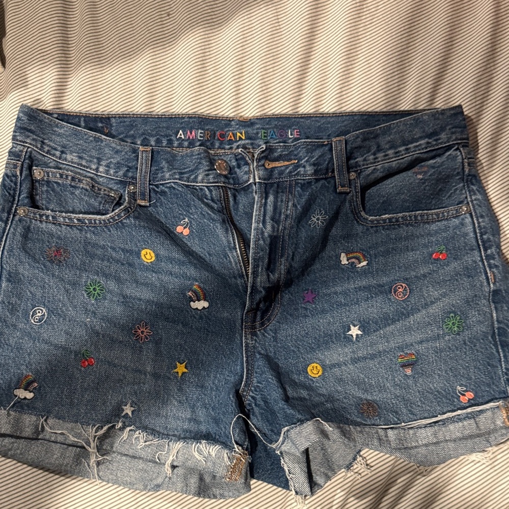 American Eagle Outfitters Embroidered Denim Shorts